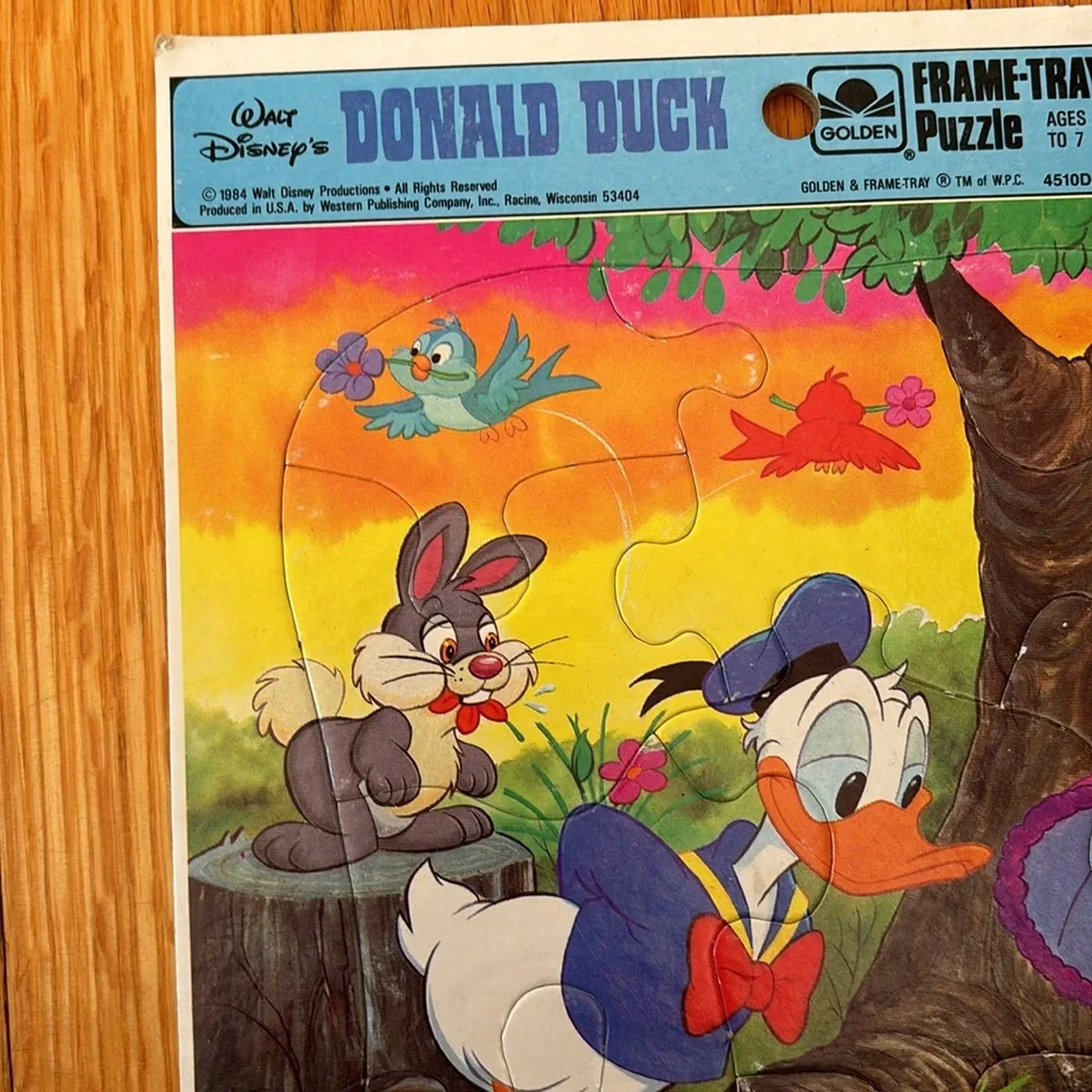 Vtg Disney Bundle 1 Micky Mouse 1 Donald Duck & Daisy Golden FrameTray Puzzles